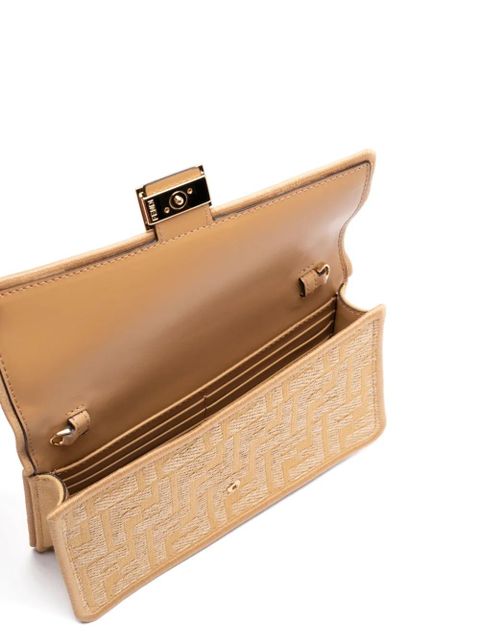FENDI Baguette monogrammed wallet-on-chain - Neutrals
