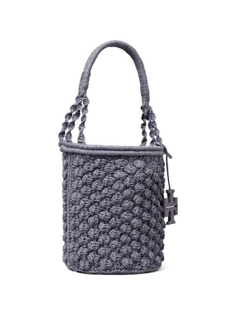 Tory Burch Ella hand-crocheted popcorn bucket bag - Grey