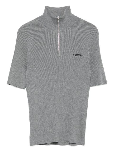 Miu Miu short sleeve knitted top - Grey - zdjęcie produktu nr 1
