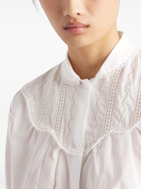 Prada band-collar batiste shirt - White - zdjęcie produktu nr 2