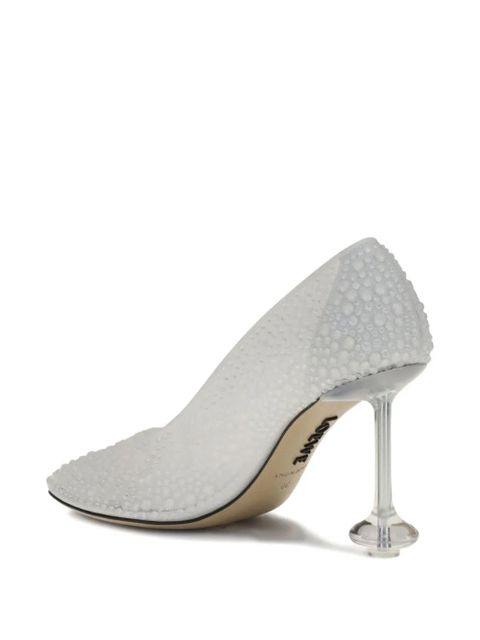 LOEWE 90mm strass toy pumps - White