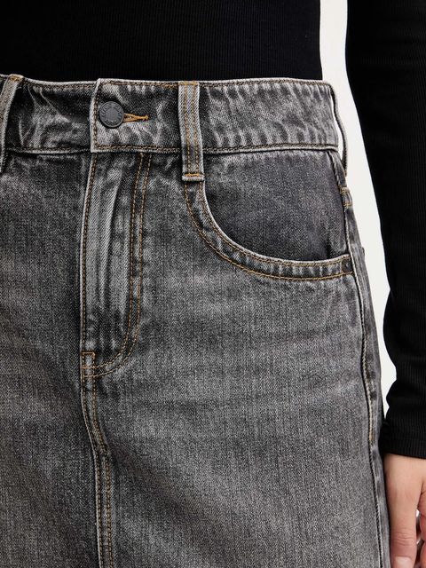 Miss Sixty spódnica jeansowa kolor szary maxi rozkloszowana 6S3KJ40600