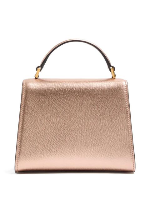Valentino Garavani Vsling mini handbag in laminated grainy calfskin with jewel logo - Pink