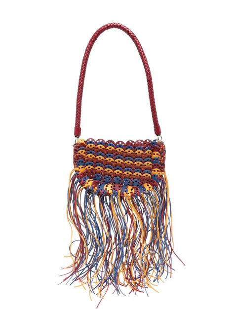 Rabanne fringed leather shoulder bag - Red - zdjęcie produktu nr 1