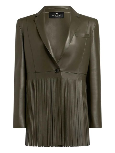 ETRO pleated-fringe leather jacket - Green - zdjęcie produktu nr 1