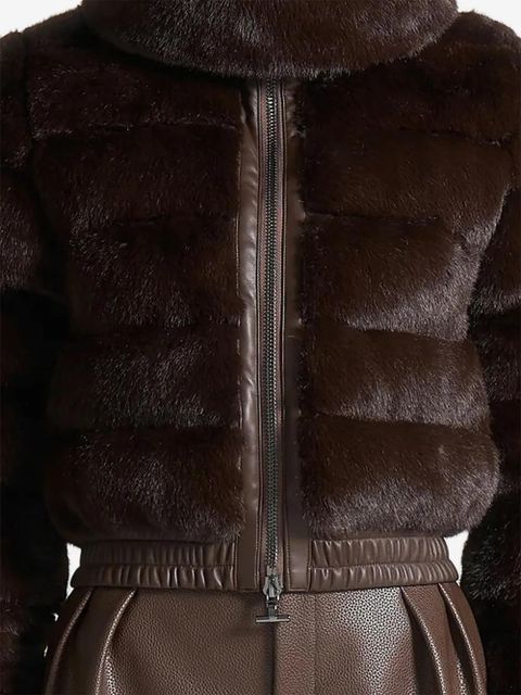 Manière De Voir Ama ribbed detachable-scarf faux-fur jacket - Brown