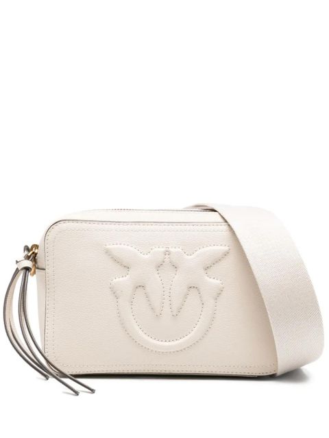 PINKO embossed-logo calf leather cross-body bag - Neutrals