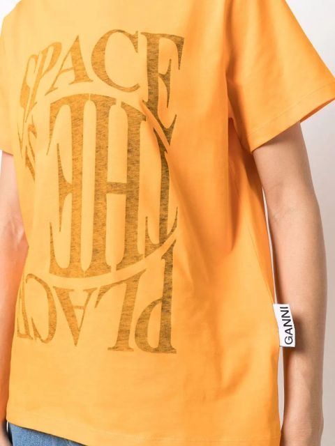 GANNI slogan print T-shirt - Orange