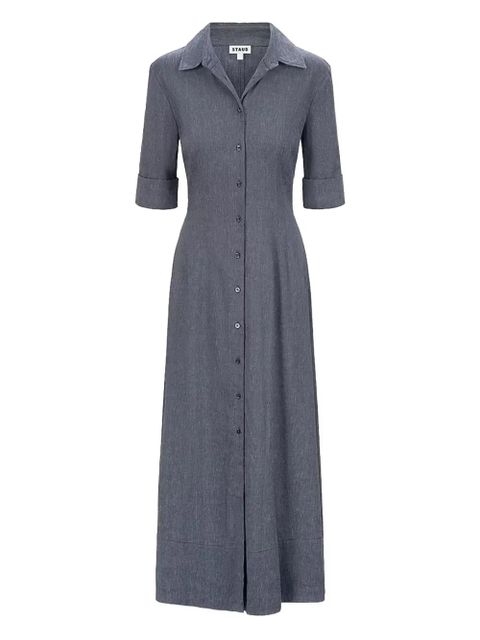 STAUD Joan button-up midi dress - Grey - zdjęcie produktu nr 1