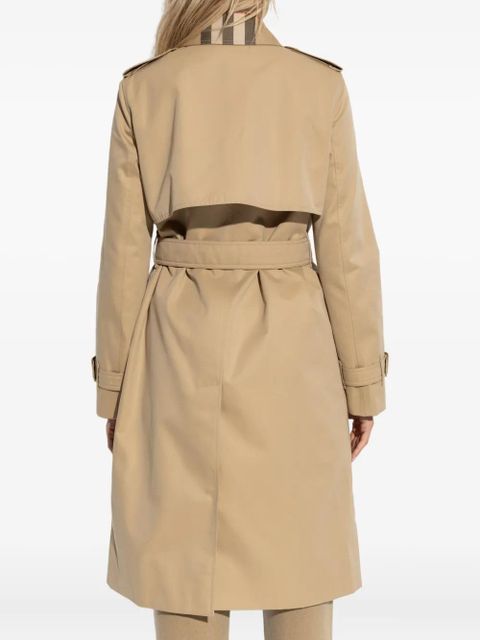 Burberry belted check-collar coat - Neutrals