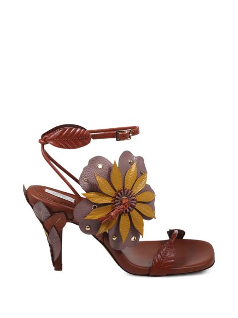 ZIMMERMANN Brightside floral-appliqué leather sandals - Brown - zdjęcie produktu nr 1