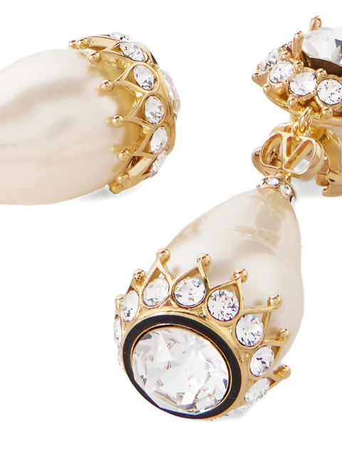 Valentino Garavani VLogo Signature crystal-embellished pearl earrings - White