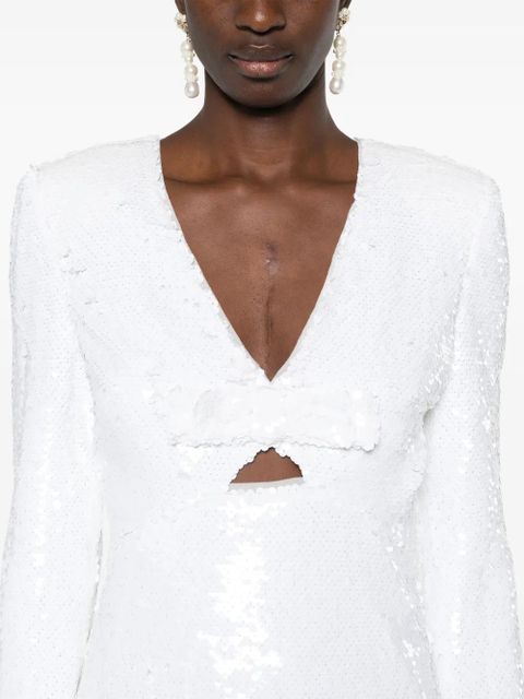 Self-Portrait sequin mini dress - White