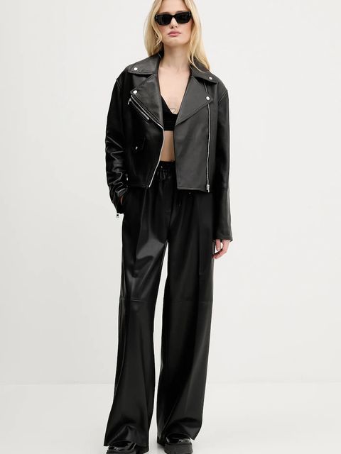 HUGO spodnie damskie kolor czarny proste high waist 50542323