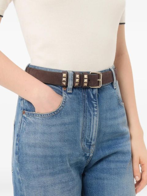 Valentino Garavani Rockstud suede belt 30 mm - Brown