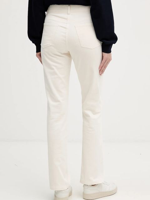 Sisley spodnie sztruksowe kolor beżowy proste high waist 46C2LE02W