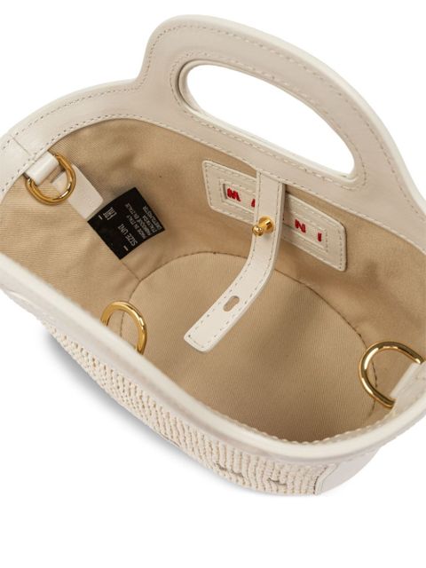 Marni micro Tropicalia logo-embroidered tote bag - White
