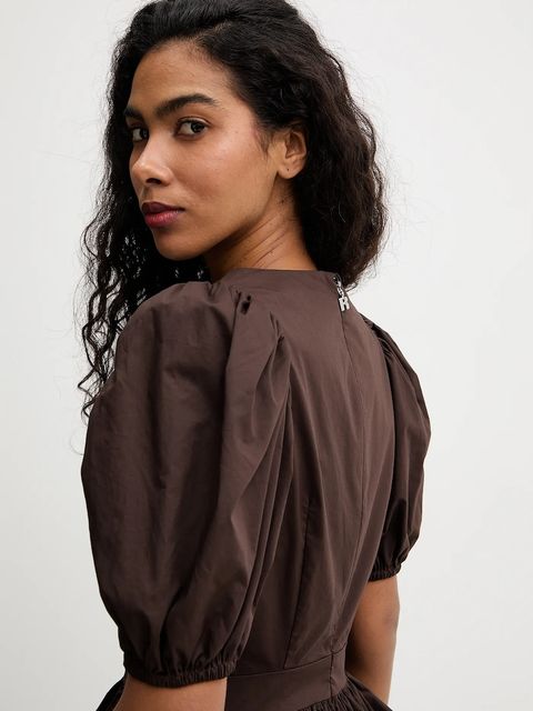 Rotate bluzka bawełniana damska kolor brązowy gładka 1151121667