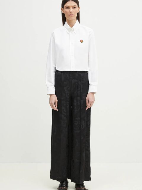 Kenzo koszula bawełniana damska kolor biały regular z kołnierzykiem klasycznym FF52CH2649LO.01