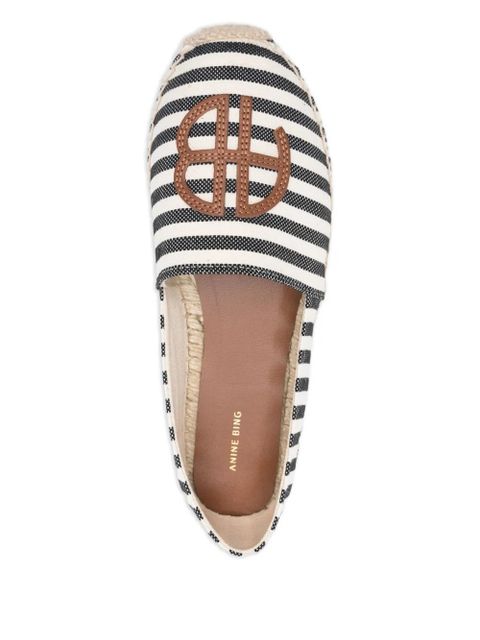 ANINE BING Paloma striped logo espadrilles - Black