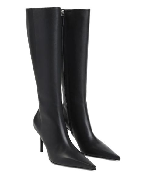 Amina Muaddi pointed-toe side-zip leather boots - Black