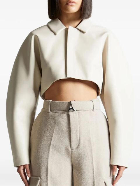 Manière De Voir balloon sleeve cropped jacket - Neutrals