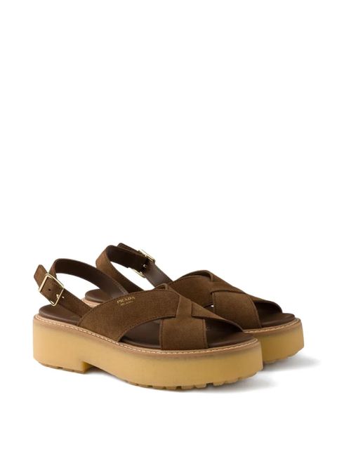 Prada 60mm buckle-strap platform sandals - Brown