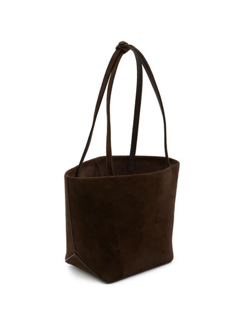 The Row geometric suede leather tote - Brown