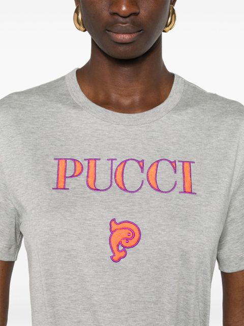 PUCCI logo-embroidered cotton t-shirt - Grey