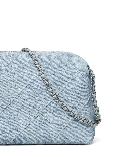 Tory Burch Fleming quilted denim crossbody bag - Blue
