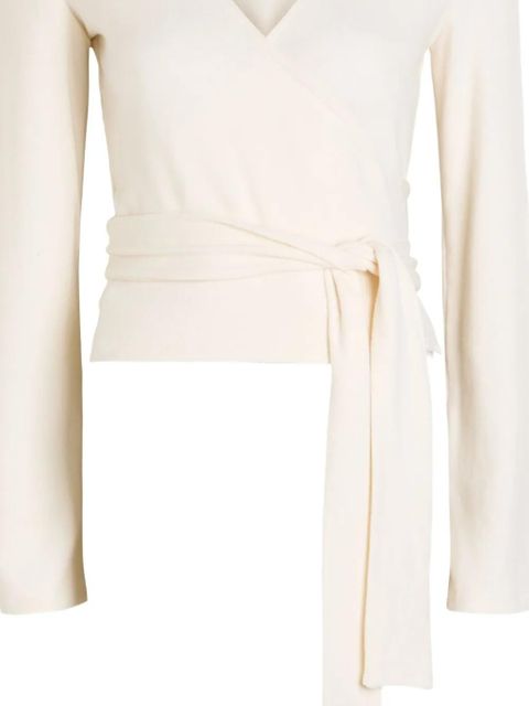 Reformation Kylen V-neck long-sleeve blouse - Neutrals - zdjęcie produktu nr 2