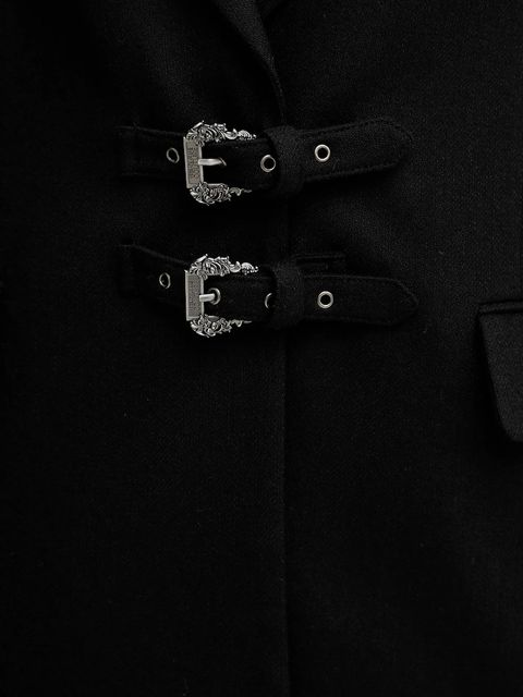 Versace Jeans Couture marynarka z dodatkiem wełny kolor czarny jednorzędowa gładka 79HAQ705 N0542 - zdjęcie produktu nr 2