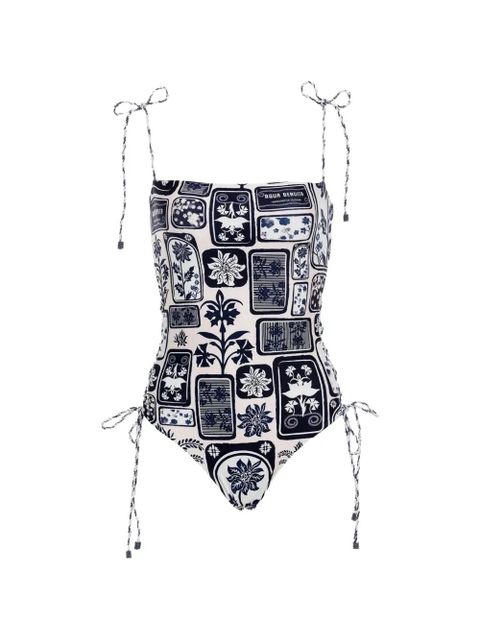 Agua By Agua Bendita Posh Batik reversible one-piece swimsuit - White