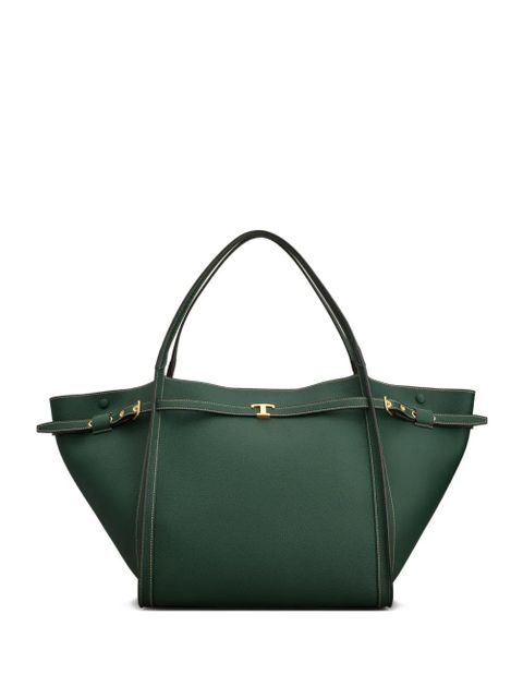 Tod's medium T Timeless gold-tone buckle tote bag - Green - zdjęcie produktu nr 1