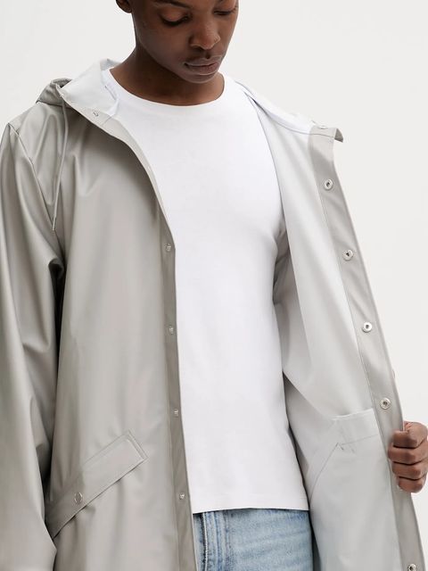 Rains kurtka 12020 Long Jacket kolor szary przejściowa 12020