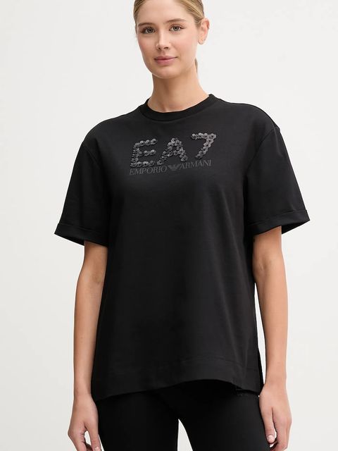 EA7 Emporio Armani t-shirt bawełniany damski kolor czarny AF12957.7W000540 - zdjęcie produktu nr 1