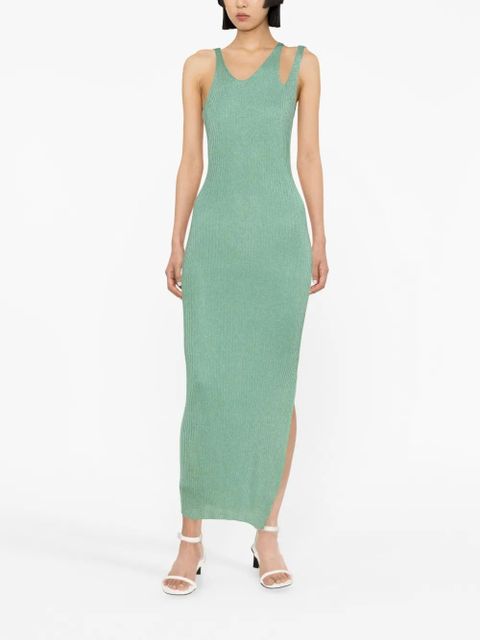 Simkhai Ivette metallic-rib midi dress - Green