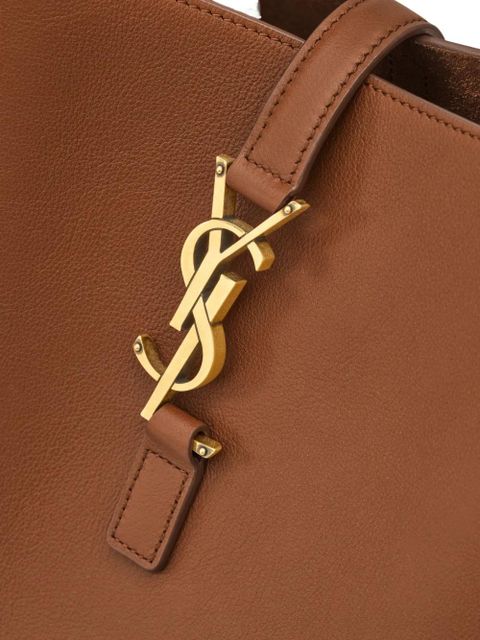 Saint Laurent large LE 5 À 7 logo-plaque shoulder bag - Brown