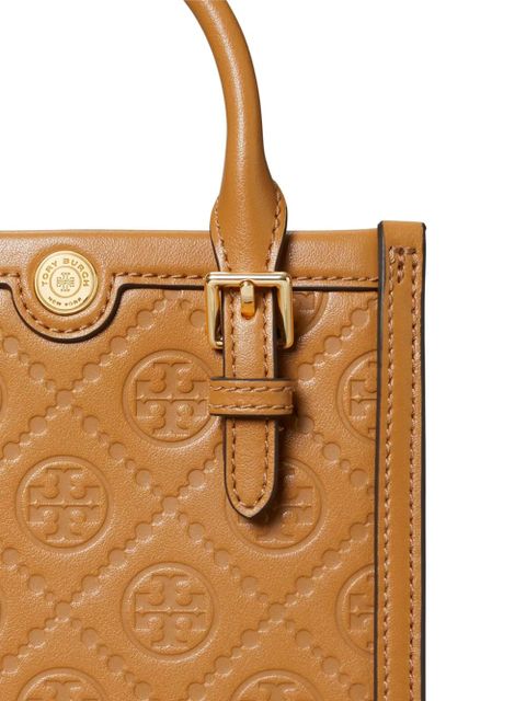 Tory Burch mini T-monogram leather tote bag - Brown