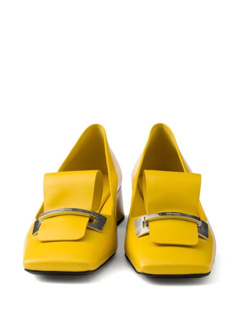 Prada 35mm brushed-leather pumps - Yellow