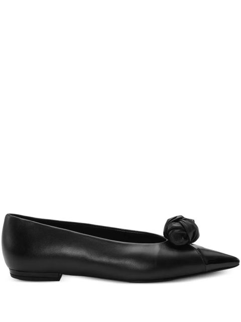 ROTATE BIRGER CHRISTENSEN knot-appliqué leather ballet flats - Black - zdjęcie produktu nr 1