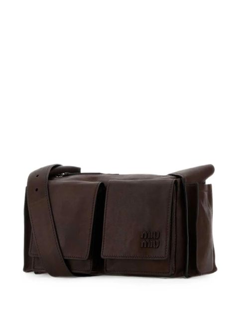 Miu Miu Utilitaire leather shoulder bag - Brown - zdjęcie produktu nr 1