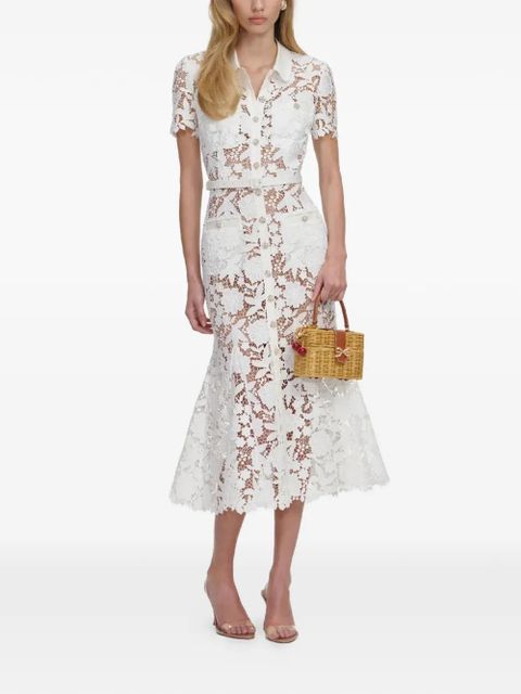 Self-Portrait floral lace collared midi dress - White - zdjęcie produktu nr 2
