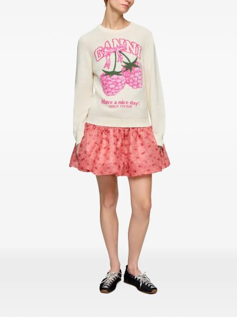 GANNI raspberry-detail sweater - Neutrals