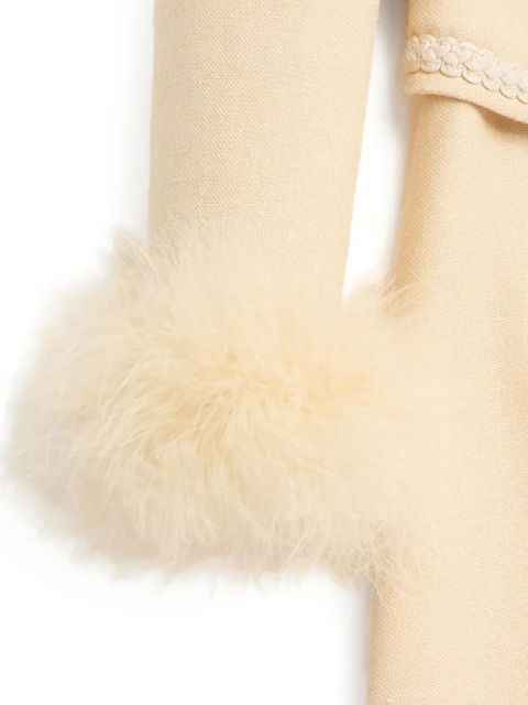 Valentino Garavani feather-trim mini dress - Neutrals