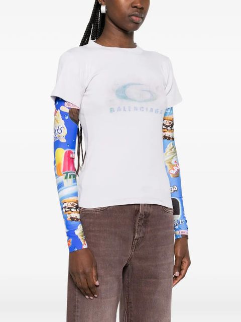 Balenciaga logo-detail long-sleeve top - Grey