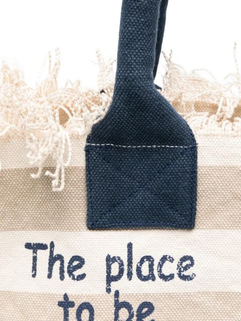 MC2 Saint Barth Vanity striped fringed tote bag - Neutrals