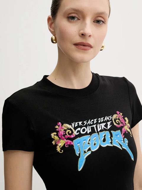 Versace Jeans Couture t-shirt damski kolor czarny 78HAH606 J0035