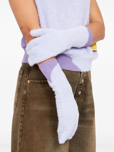 MM6 Maison Margiela two-tone faux-fur gloves - Purple