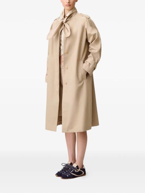 Claudie Pierlot tie-detail cotton trench coat - Neutrals